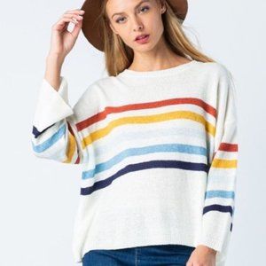 Multi Color Stripe Crew Neck Sweater, Newbury Kustom, Vici